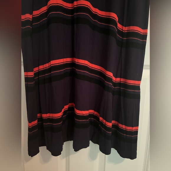 Ann Taylor Loft Striped Short Sleeve Swing Dress Navy/Coral size LP - Picture 7 of 9